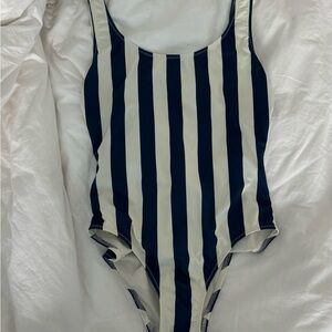 SOLID & STRIPED Navy and White Swimsuit